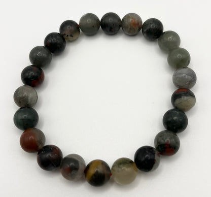 African Bloodstone Smooth Gemstone Bracelet 8mm