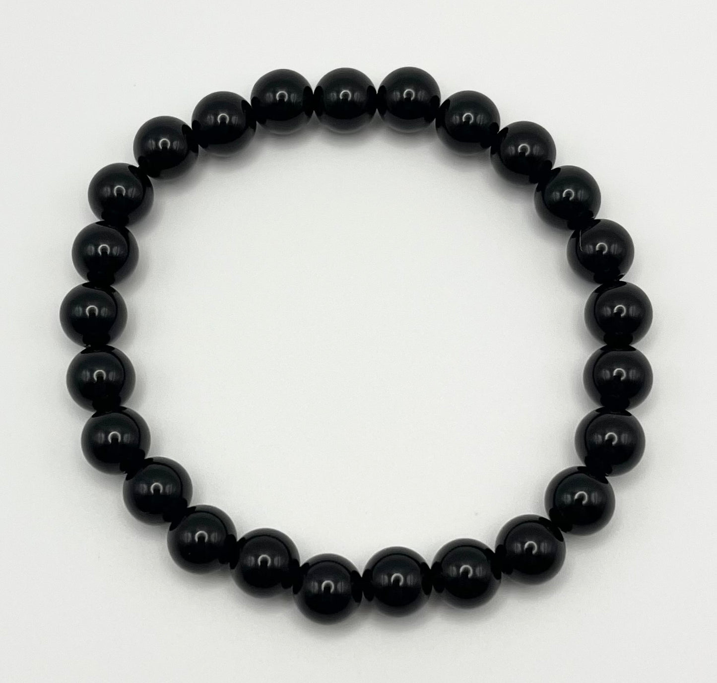 Noir Black Onyx Smooth Gemstone Bracelet 8mm AAA Grade