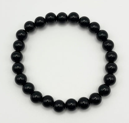 Noir Black Onyx Smooth Gemstone Bracelet 8mm AAA Grade