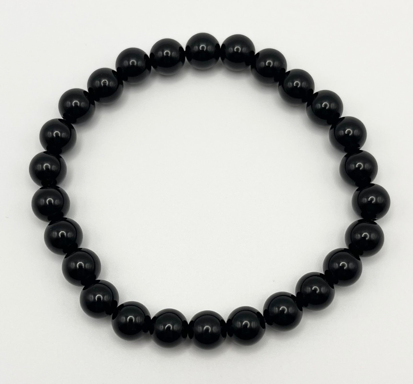 Noir Black Onyx Smooth Gemstone Bracelet 8mm AAA Grade