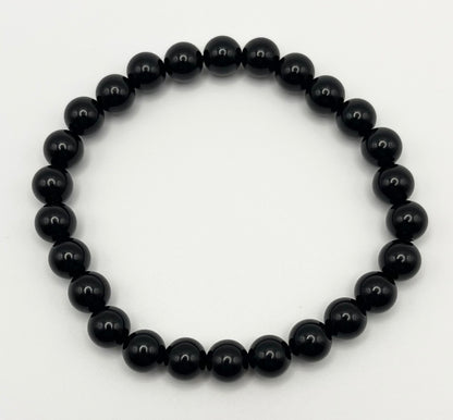 Noir Black Onyx Smooth Gemstone Bracelet 8mm AAA Grade