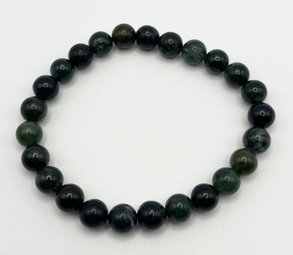 Green Moss Agate Smooth Gemstone Bracelet 8mm AA Grade