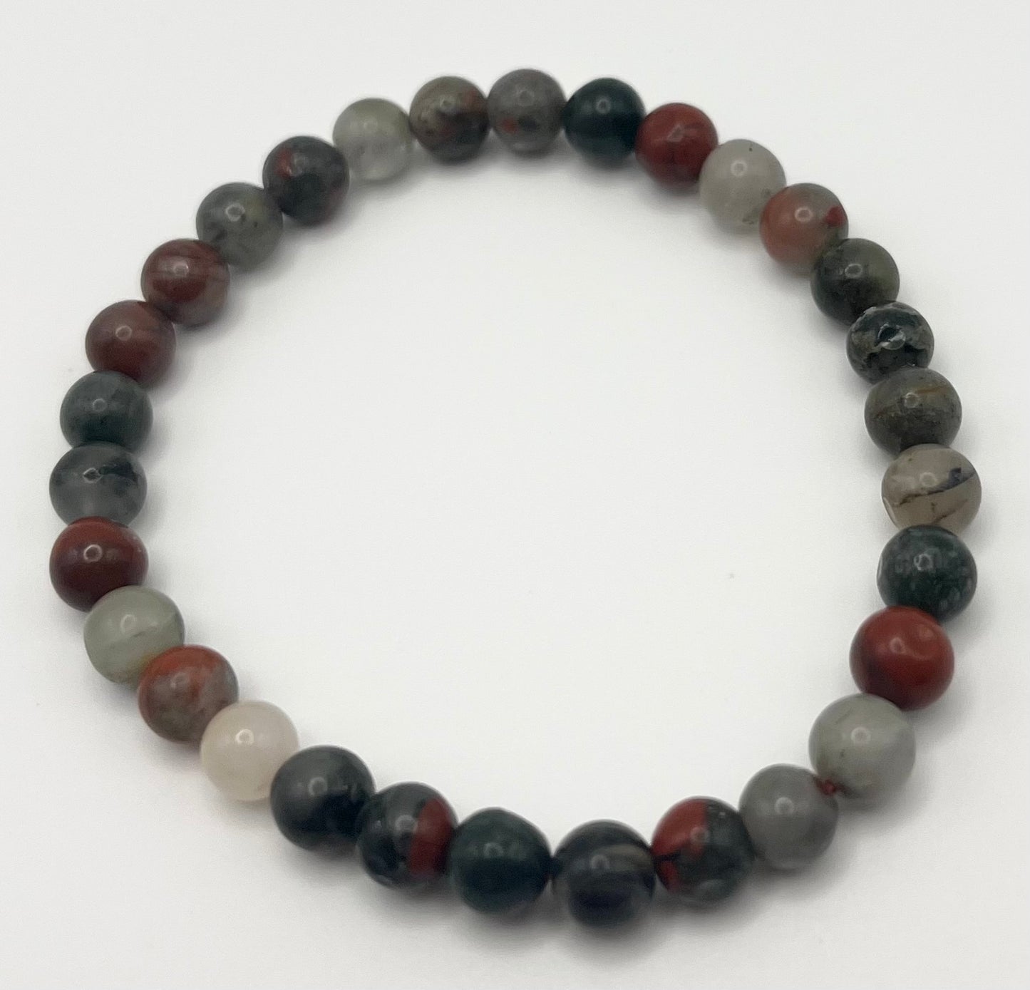 African Bloodstone Smooth Gemstone Bracelet 6mm