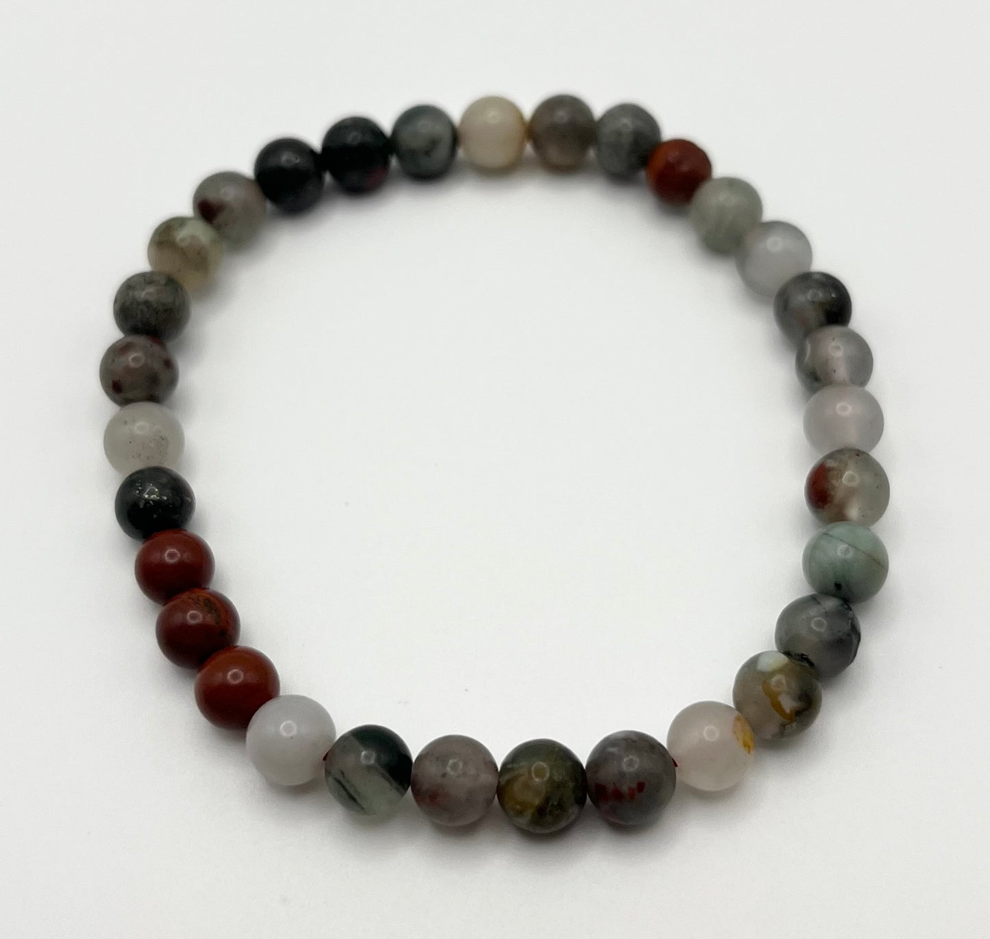 African Bloodstone Smooth Gemstone Bracelet 6mm
