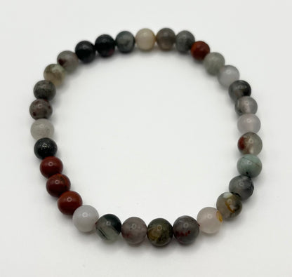 African Bloodstone Smooth Gemstone Bracelet 6mm