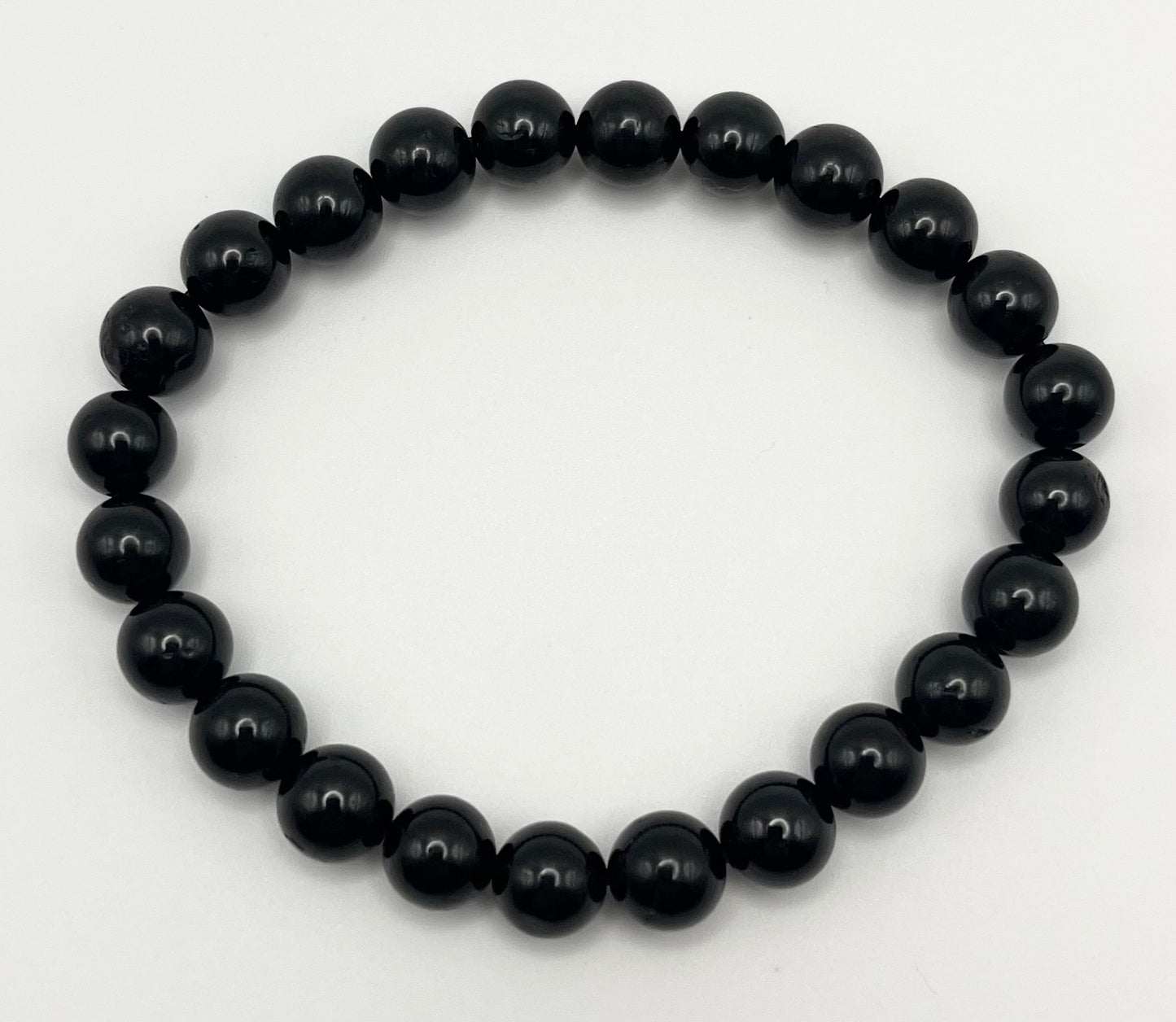 Black Tourmaline Smooth Gemstone Bracelet 8mm AAA Grade