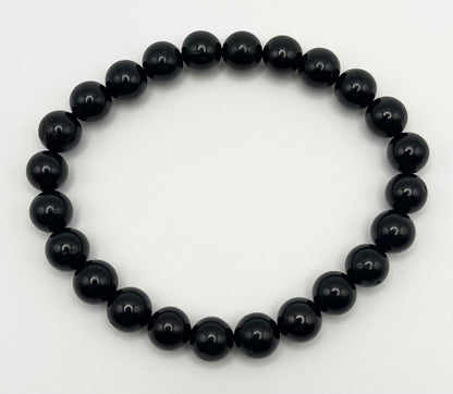 Black Tourmaline Smooth Gemstone Bracelet 8mm AAA Grade