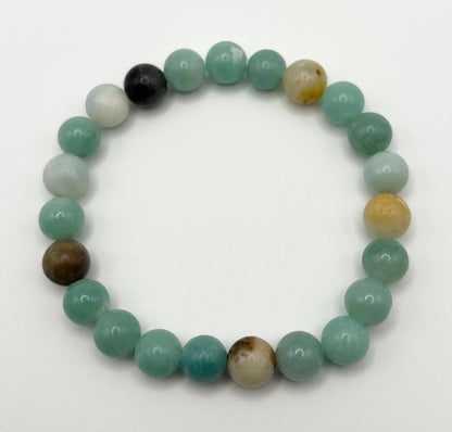 Amazonite mixed-color Smooth Gemstone Bracelet 8mm
