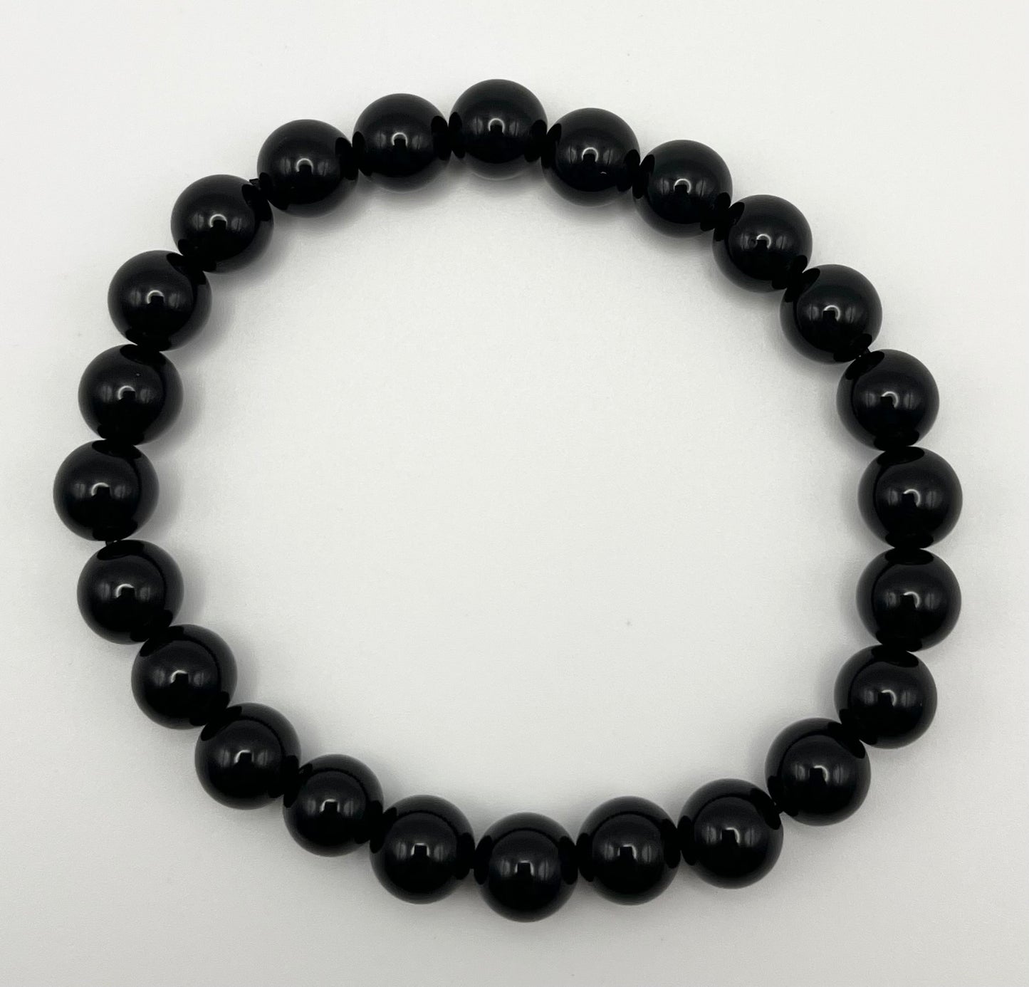 Noir Black Onyx Smooth Gemstone Bracelet 8mm AAA Grade