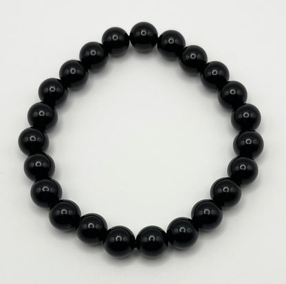 Noir Black Onyx Smooth Gemstone Bracelet 8mm AAA Grade