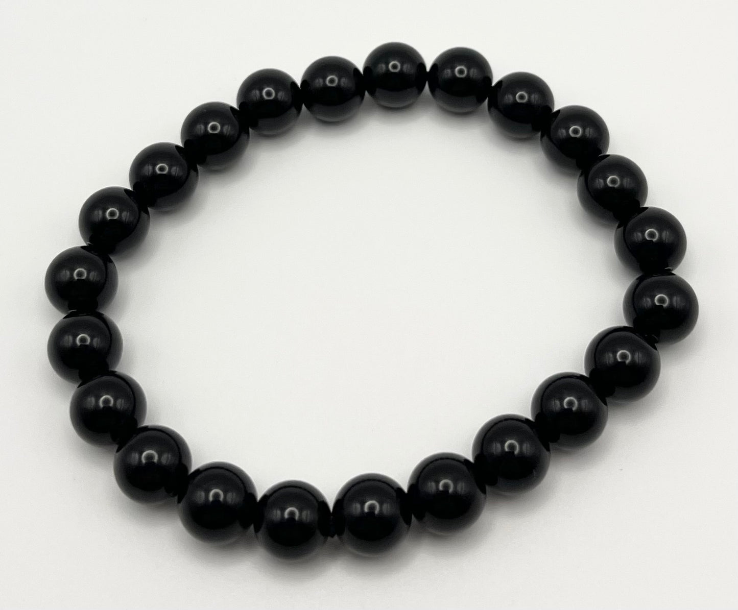 Noir Black Onyx Smooth Gemstone Bracelet 8mm AAA Grade