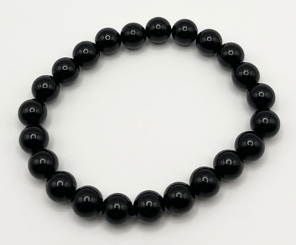 Noir Black Onyx Smooth Gemstone Bracelet 8mm AAA Grade