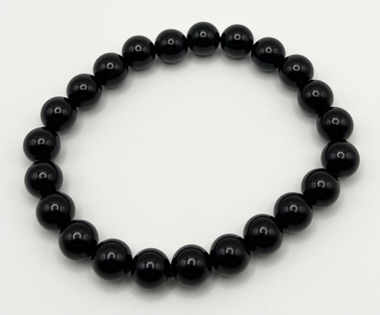 Noir Black Onyx Smooth Gemstone Bracelet 8mm AAA Grade