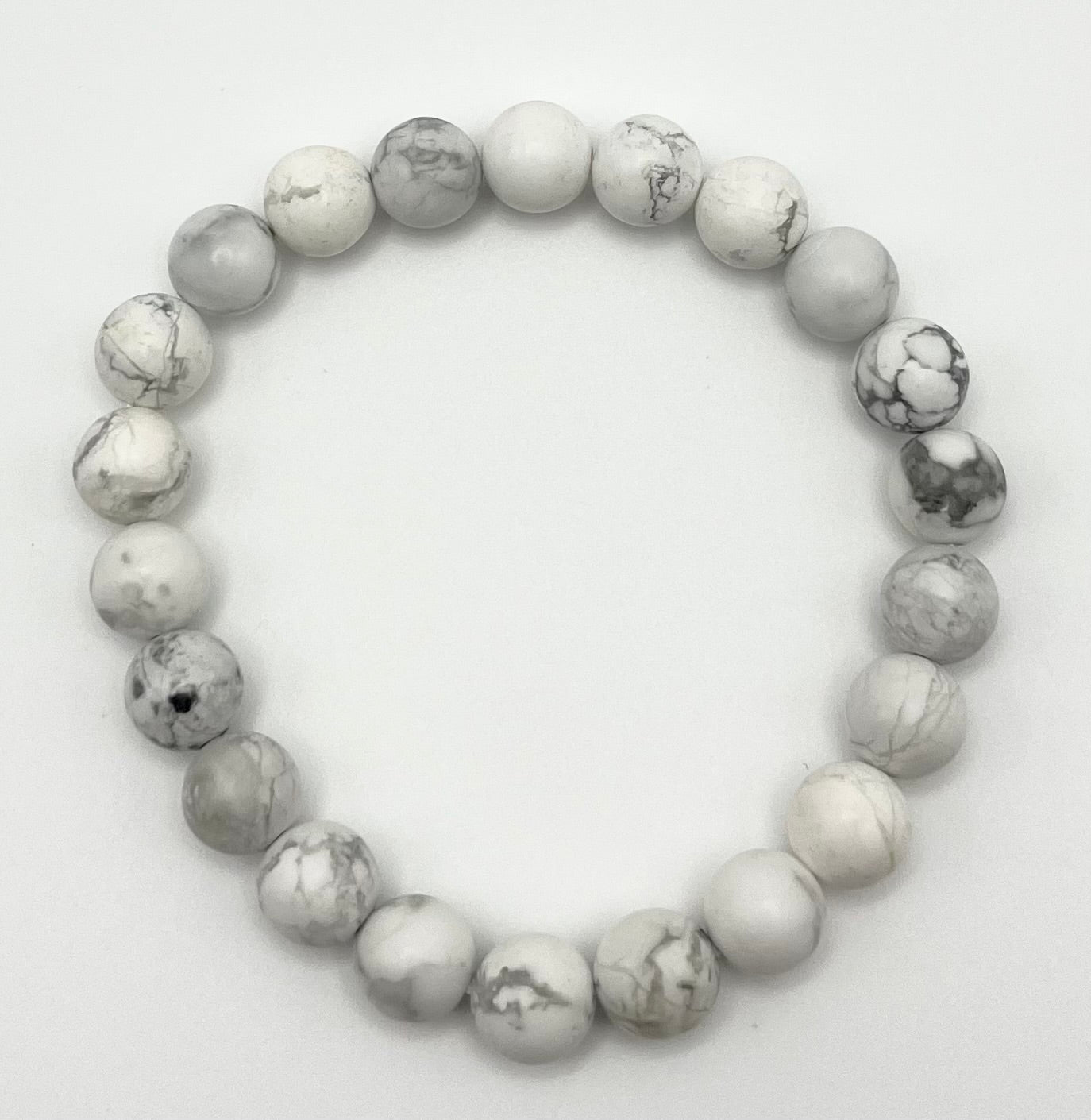 White Howlite Smooth Gemstone Bracelet 8mm