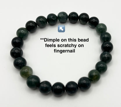 Green Moss Agate Smooth Gemstone Bracelet 8mm AA Grade