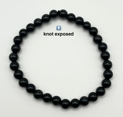 Black Obsidian Smooth Lava Glass Stone Bracelet 6mm