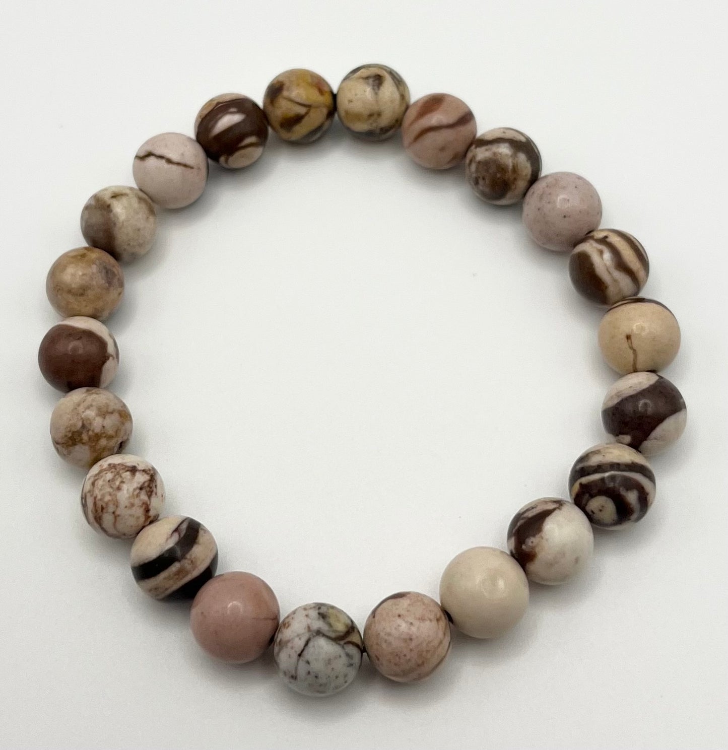 Australian Zebra Smooth Gemstone Bracelet 8mm