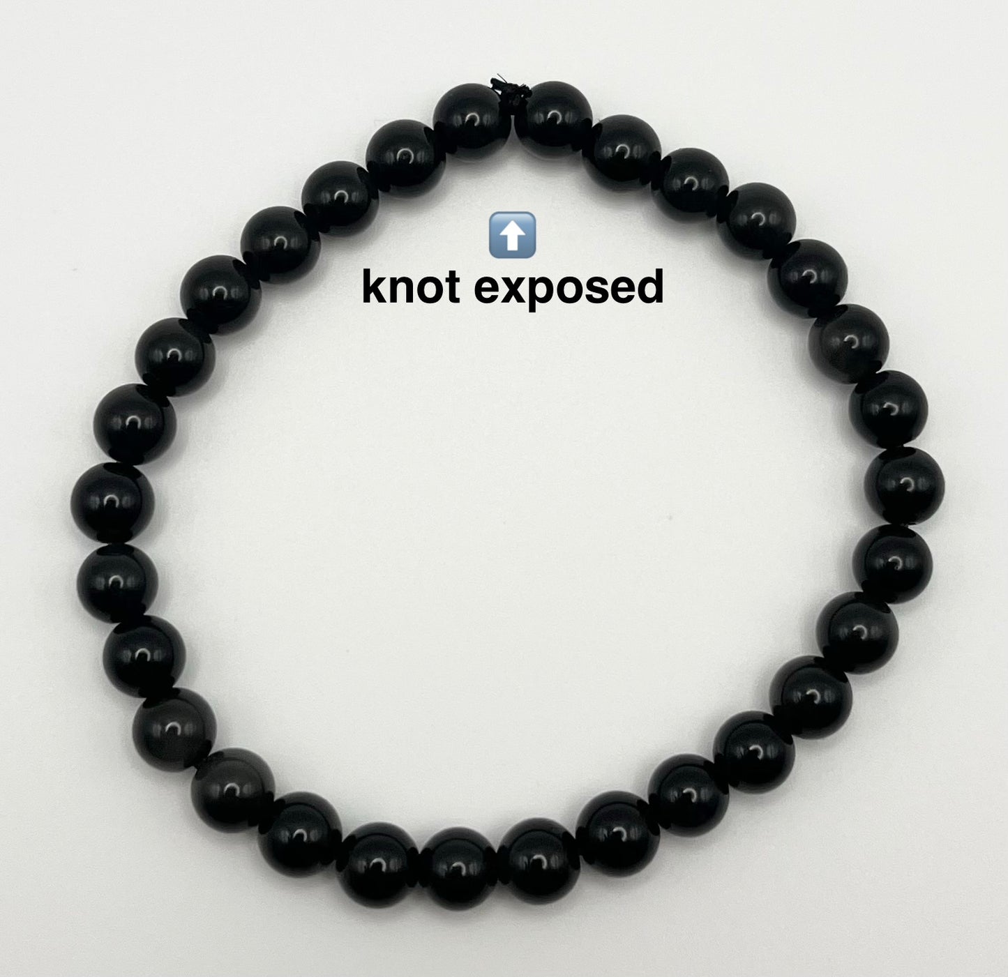 Black Obsidian Smooth Lava Glass Stone Bracelet 6mm