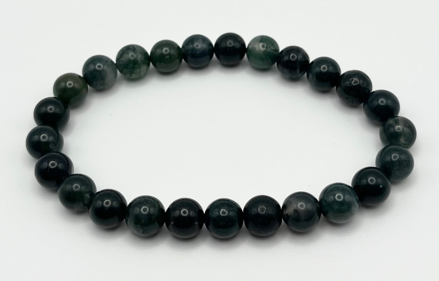 Green Moss Agate Smooth Gemstone Bracelet 8mm AA Grade