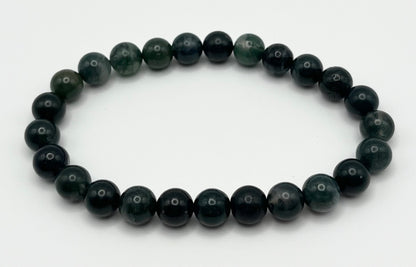 Green Moss Agate Smooth Gemstone Bracelet 8mm AA Grade