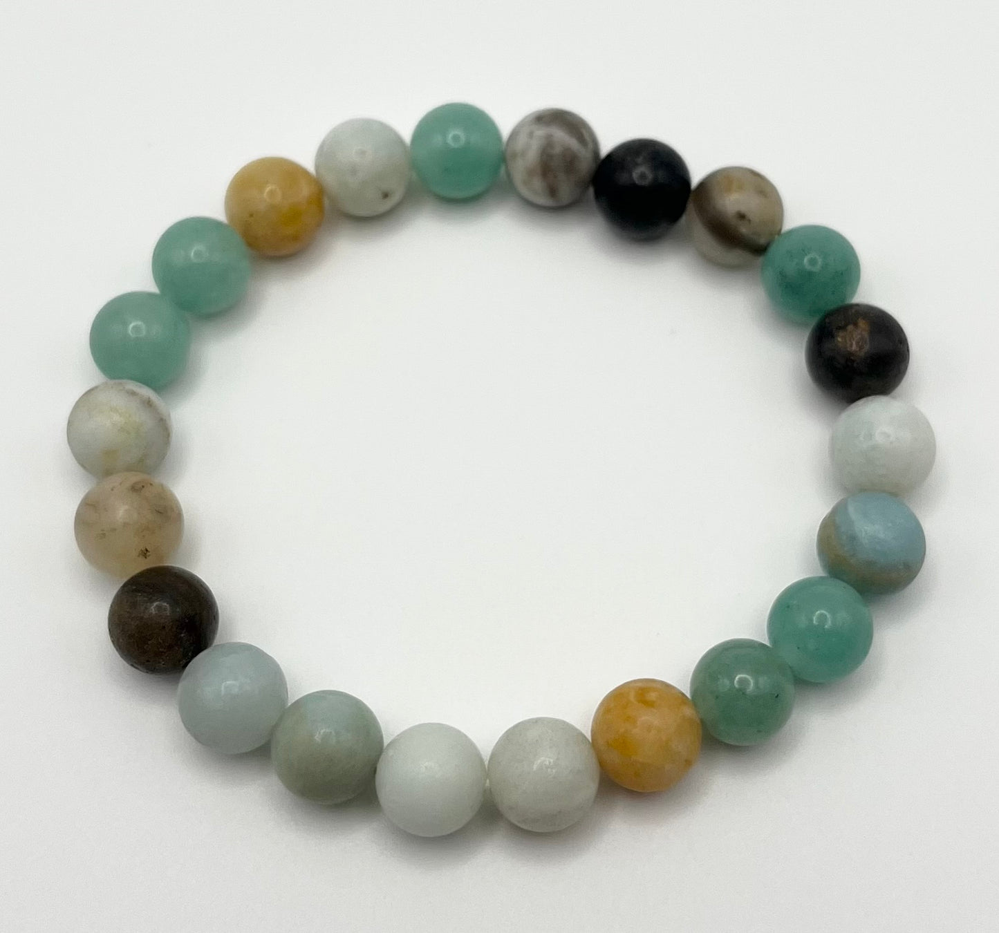 Amazonite mixed-color Smooth Gemstone Bracelet 8mm