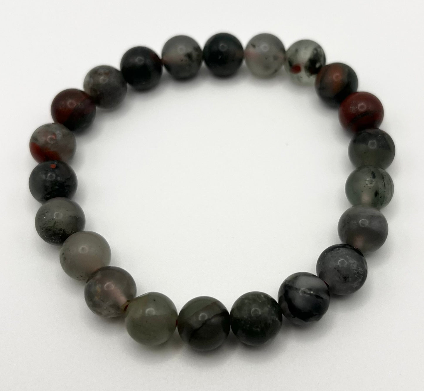 African Bloodstone Smooth Gemstone Bracelet 8mm