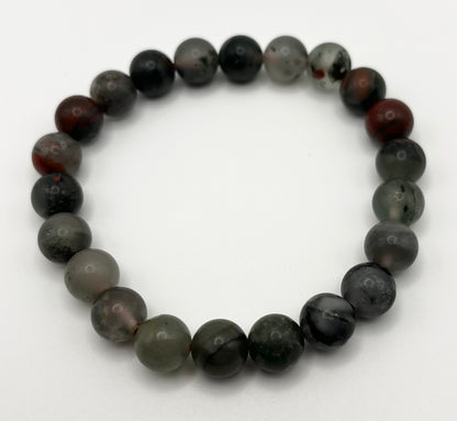 African Bloodstone Smooth Gemstone Bracelet 8mm