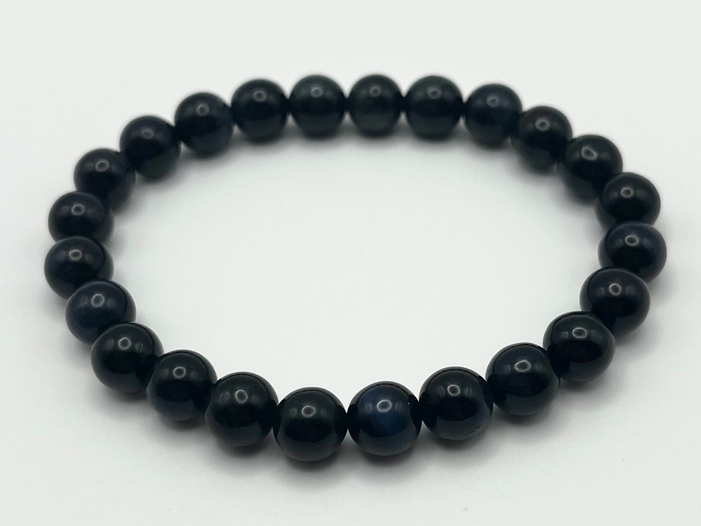 Blue Tiger Eye Smooth Gemstone Bracelet 8mm