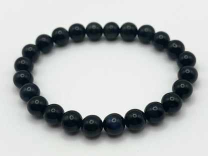 Blue Tiger Eye Smooth Gemstone Bracelet 8mm